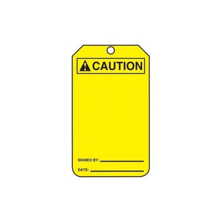 Accuform Safety Tags, ANSI CAUTION BLANK SIGNATURE DATE, 5.75in x 3.25in, PF-Cardstock, 25PK MCGT201CTP
